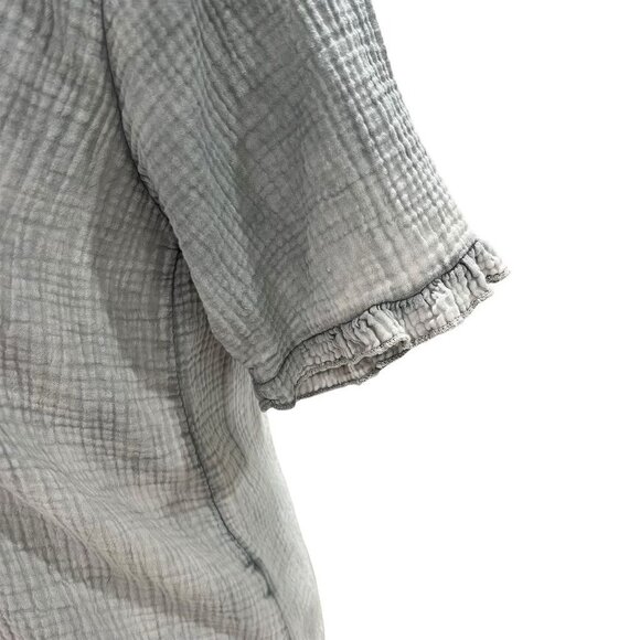 Cobblestone Living Women's Gray Button-Down Ruffle Trim Shirt Size M Long Sleeve - Picture 8 of 10